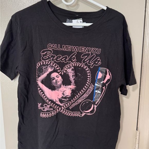Selena Gomez Tops - Call Me When You Break Up Graphic Tee - Pink on Black-Large